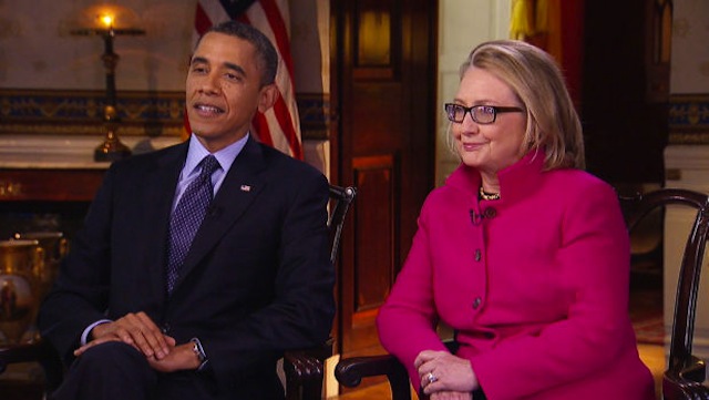 DYNAMIC DUO. US President Barack Obama and Secretary of State Hillary Clinton during a joint interview with CBS News's Steve Kroft, aired January 27, 2013, on CBS. Photo courtesy of CBS.