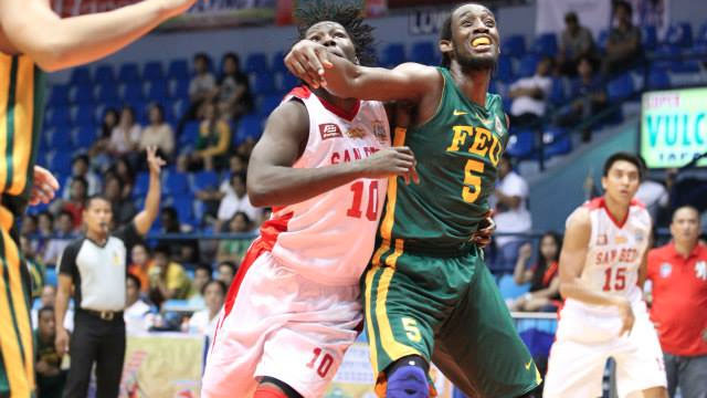 OVERPOWERING. Adeogun easily won his matchup versus FEU's Sentcheu. Photo from FilOil Flying V Sports' Facebook page.