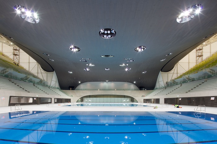SWIMMERS' TERRITORY. The Aquatics Center at the London Olympics. Courtesy of LOCOG.