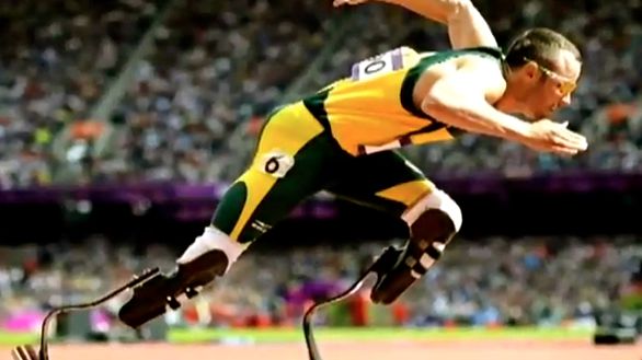 OSCAR PISTORIUS, KNOWN AS the 'Blade Runner,' at the 400m semi-finals. Screen grab from YouTube (itnnews)
