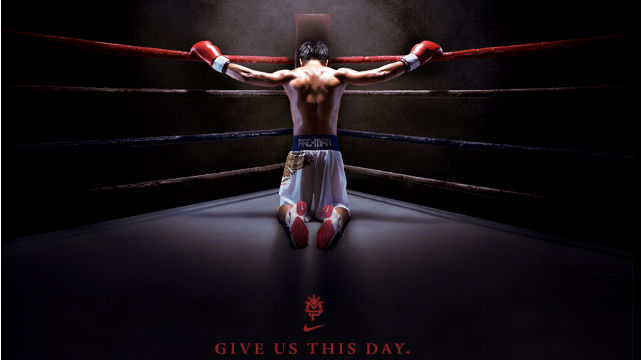 GIVE US THIS DAY. Manny Pacquiao is a symbol of strength for his countrymen. Image from nike.com.ph