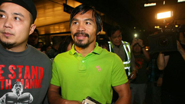In this file photo, Manny Pacquiao arrives in Los Angeles for training. Photo by Chris Farina, Top Rank