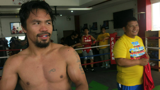 PAC MOVIE. Manny Pacquiao training for the Brandon Rios fight in General Santos City. Photo by Ryan Songalia