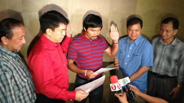 NEW MEMBER. Boxing champ and Sarangani Rep Manny Pacquiao took his oath into PDP-Laban in April and was named Vice President for Mindanao. File photo from PDP-Laban's Facebook page 
