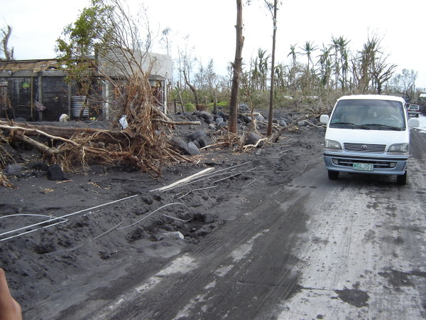 BARANGAY PADANG, 2006. This file photo from December 8, 2006, showed houses in the debris flow field in Barangay Padang, Legazpi City, in the aftermath of Typhoon Reming (Durian). Photo by KD Suarez.