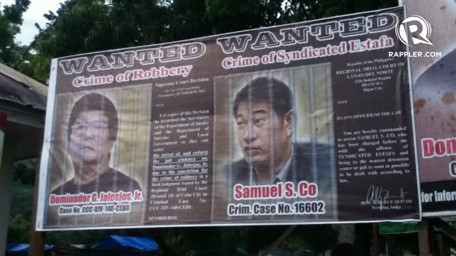 HARASSMENT.  Wanted billboards of LP bets Samuel Co and Dominador Jalosjos sprouted in different parts of Pagadian City.  Photo by James Annjo Salomon. 