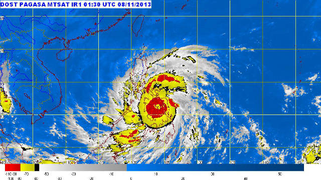 YOLANDA. PAGASA's 8:30 am updated satellite picture of Typhoon Yolanda. 