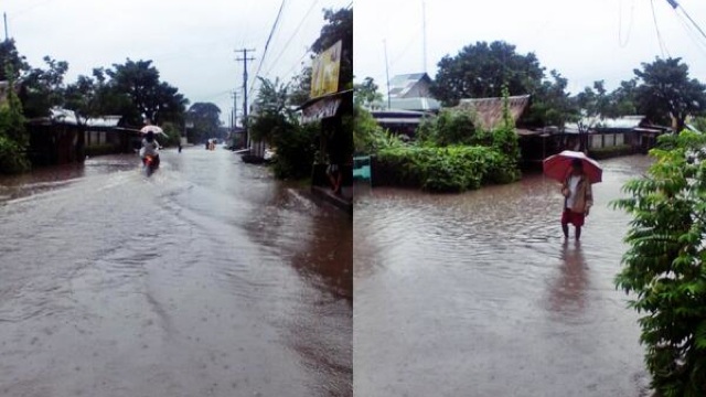 WATER EVERYWHERE. Waters rise too in San Antonio, Floridablanca in Pampanga. Twitter photo by @impaugaza
