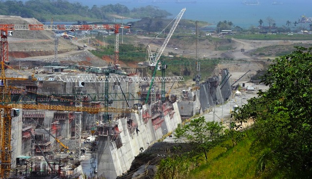 HALTED? General view of the works being done to construct the new Panama canal locks, led by Spanish builder Sacyr, in Puerto Colon, Panama, near the Atlantic Ocean on March 19, 2013. File photo by AFP