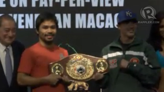 CLASH IN COTAI. Manny Pacquiao and Brandon Rios are both ready to step in the ring. Photo by Adrian Portugal/Rappler