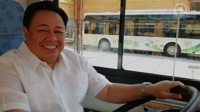 HYBRID DRIVER. Green Frog's Managing Director Philip Apostol hopes to put more hybrid busses on the road in Makati City. He is a former investment banker who lived in the US and Europe for 25 years. Photo by Rappler/Zak Yuson