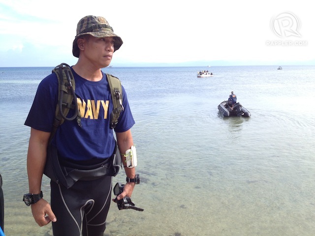 A member of the Naval Special Operations Group - Phil Navy Seals, part of the search and rescue mission for Interior Secretary Jesse Robredo and 2 pilots, August 20, 2012. Photo by Rupert Ambil.