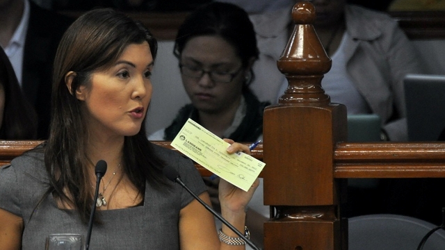 WHY EXCLUDE ME? Sen Pia Cayetano says she can only surmise Enrile excluded her from additional Senate funds because of her stand on the RH and sin tax laws. Photo from Cayetano's office 