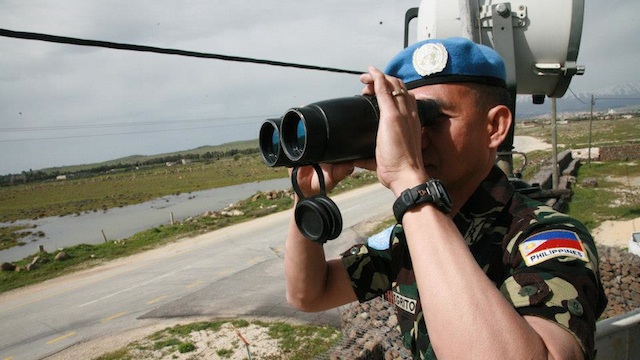 SEIZED IN SYRIA. File photo of a Filipino peacekeeper in the Golan Heights, Syria courtesy of Elmer Cato