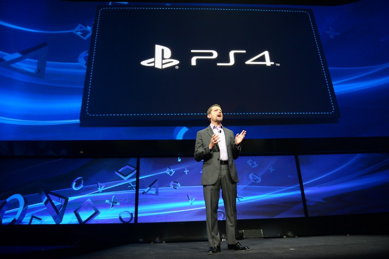 HELLO, PS4. Sony's Andrew House, current president and Group CEO of Sony Computer Entertainment, introduces the PlayStation 4 at a news conference February 20, 2013 in New York. AFP PHOTO/EMMANUEL DUNAND