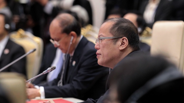 PNOY LASHES OUT. President Benigno Aquino III attends the 16 ASEAN-China Summit in Phnom Penh, Cambodia alongside Myanmar President Thein Sein (L). Photo by Gil Nartea / Malacañang Photo Bureau