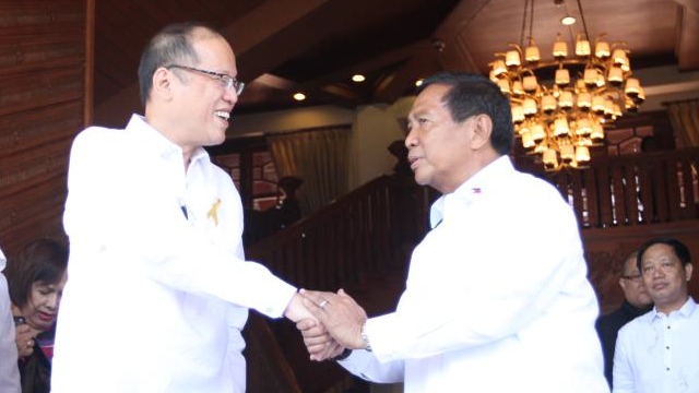 SUPPORTING PNOY. Aquino and Binay greet each other during an official act at the Coconut Palace in Manila in April 2012. Photo courtesy of the Office of the Vice President