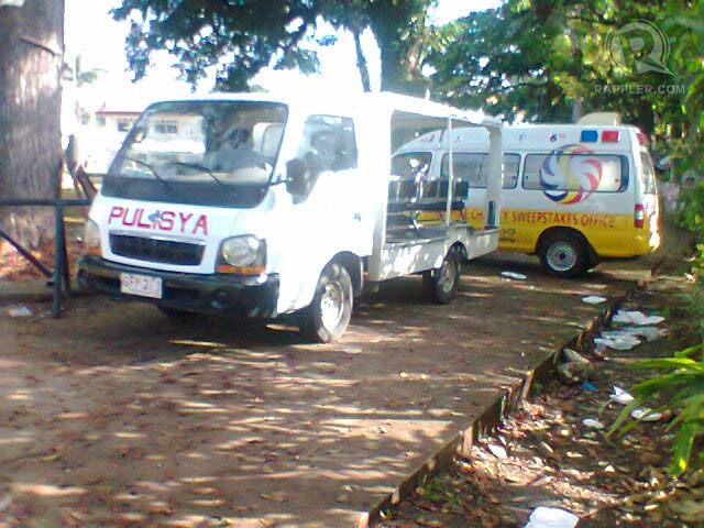 BLOCKED. Another view of the ambulance and the police vehicle. Contributed photo