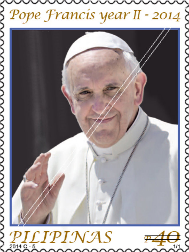 JOINT ISSUE. The Philippines will offer these Pope Francis stamps, along with Vatican City, starting March 21. Photo courtesy of Philpost