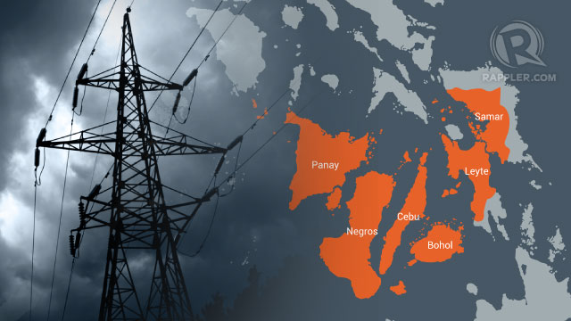 NO POWER. Several provinces in darkness due to Typhoon Yolanda's onslaught.