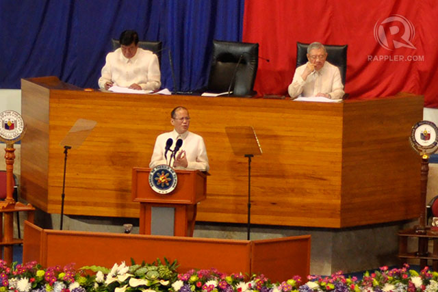 INCLUSIVE GROWTH. President Benigno Aquino III reiterates his government's inclusive growth agenda in his 4th SONA on July 22. Photo by Leanne Jazul/Rappler.com