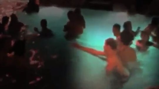 A YOUTUBE SCREEN GRAB of a video showing Prince Harry and Ryan Lochte about to 'compete' in the pool of the Wynn hotel in Las Vegas