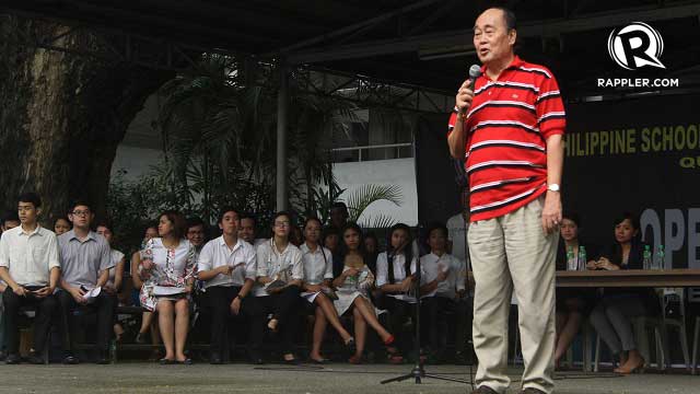 'AS LONG AS I'M ALIVE'. Incumbent president Benjamin Paulino assures PSBA-QC academic community and parents that the school will never close as long as he is alive. Photo by Jee Geronimo/Rappler