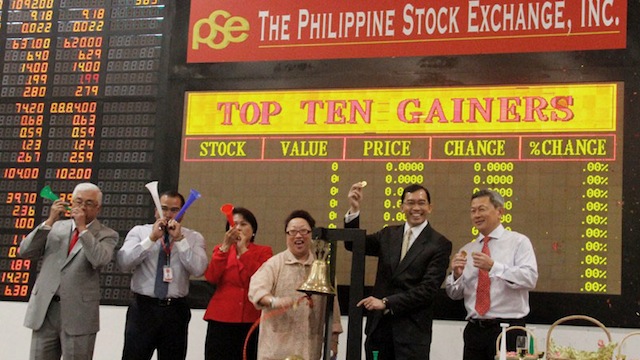 UPBEAT START. Philippine stocks climb to a new record on January 2, 2013, the first trading day of the year. Photo courtesy of PSE