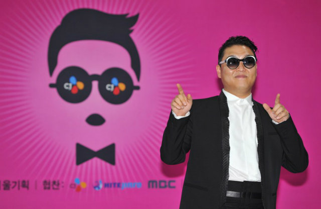 KPOP STAR. Korean popstar Psy poses at a press conference before his concert in Seoul on April 13. Psy was set for a sell-out concert in Seoul on Saturday to unveil the all-important dance and video aimed at moulding his new single "Gentleman" into another global hit. Photo by AFP