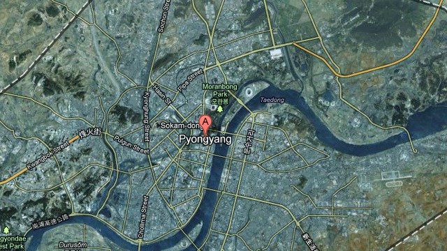 A satellite view of Pyongyang, North Korea, on Google Maps. Image courtesy of Google.