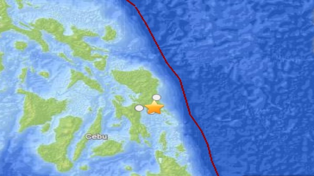 EPICENTER. USGS map of the Philippine quake marks the epicenter with a star. Map courtesy of USGS
