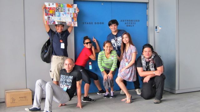 COMPLETE CAST OF 'AVENUE Q' Singapore at the stage door of the Grand Theater, Marina Bay Sands. Photo courtesy of Rachel Alejandro