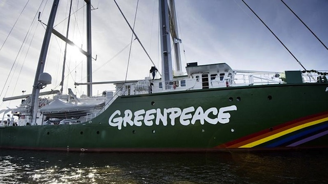 2005 CRASH. Greenpeace's flagship Rainbow Warrior destroyed about 100 sqm of Tubbataha coral in 2005 but immediately paid the fine. Photo from Greenpeace