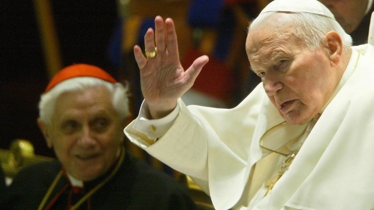 RESIGNATION PLAN. The late Pope John Paul II consulted then Cardinal Joseph Ratzinger on a plan to resign, according to a best-selling book. File photo from AFP