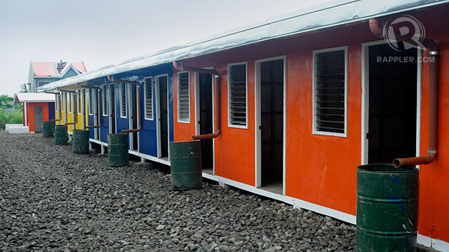 FINISHED BUNKHOUSES. These structures serve as temporary shelters in Barangay 62, Tacloban City. Photo by LeANNE Jazul