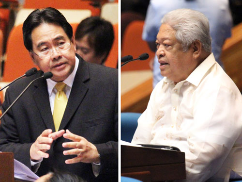 SHOWDOWN CONTINUES. Cagayan Rep Rufus Rodriguez and Albay Rep Edcel Lagman lead opponents and proponents of the RH Bill during the period of amendments. File photo from the House Representatives