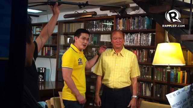 BE CAREFUL WITH YOUR VOTE. Actor Richard Yap, or 'Ser Chief,' shoots a political ad with senatorial bet Ramon Magsaysay Jr on Sunday, March 25. Photo by Rappler/Natashya Gutierrez