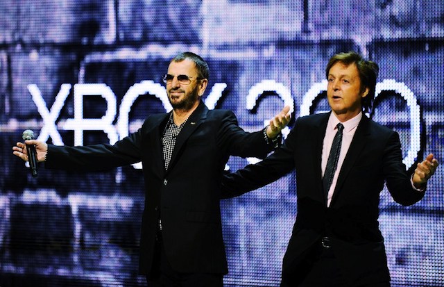 REUNITING AT THE GRAMMYS. In this file photo, Ringo Starr (L) and Sir Paul McCartney introduce the new video game "The Beatles: Rock Band" for the Microsoft XBox 360 at the E3 2009 gaming expo on June 1, 2009 in Los Angeles, California. Kevork Djansezian/Getty Images/AFP