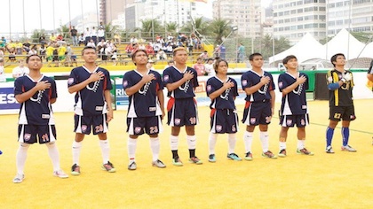 TEAM PHILIPPINES. Eight players of the Homeless World Cup Team Philippines played in Rio in 2010.