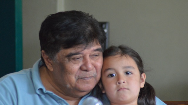 Former congressman Romeo Jalosjos with his daughter during a press conference at his house in Dipolog. Photo taken by Gualberto Laput