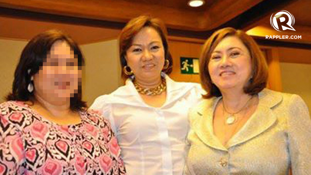 CASH DELIVERY. Whistleblower Marina Sula says Napoles (center) ordered her to deliver cash to Ruby Tuason (right), an "agent" of lawmakers. The NBI named Tuason as one of the respondents in the pork barrel scam complaint, calling her a representative of Senators Juan Ponce Enrile and Jinggoy Estrada. File photo 