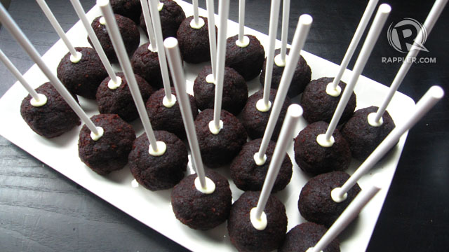 Melted chocolate acts as an adhesive between your cake pop and stick