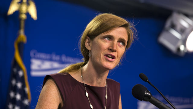 File photo of US permanent representative to the United Nations Samantha Power from EPA/ Jim Lo Scalzo