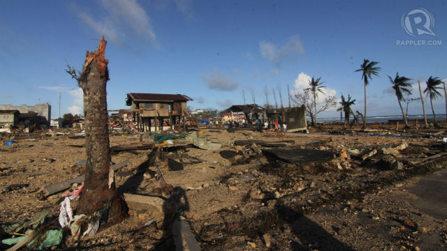 WASHED AWAY. A single house stands in a once busy village in Balangkayan, Eastern Samar. All photos by Franz Lopez/Rappler