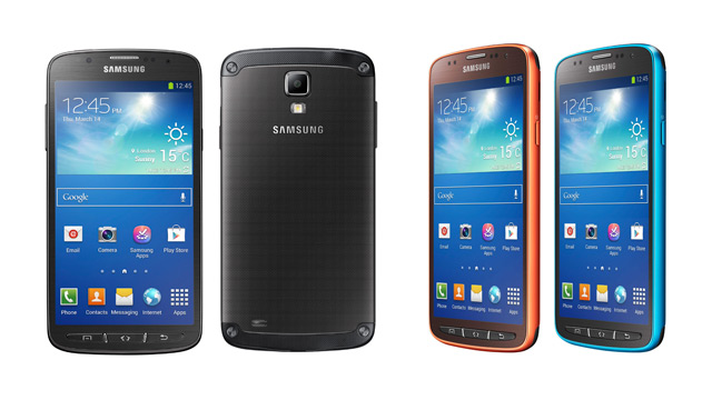 ACTIVE. The Samsung Galaxy S4 Active is dust and water resistant.
