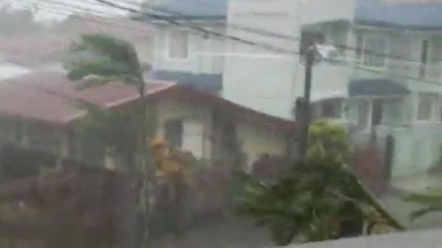 #YOLANDAPH. Typhoon Yolanda's batters Tacloban Leyte. Screen shot from Facebook video of Karl Jake