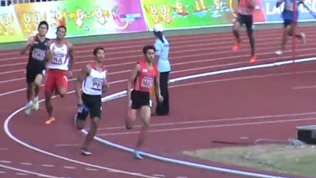 GOLD. The Philippine men's 4x400-meter relay squad bags gold in the Southeast Asian Games. Screengrab from Roselyn Hamero's YouTube video