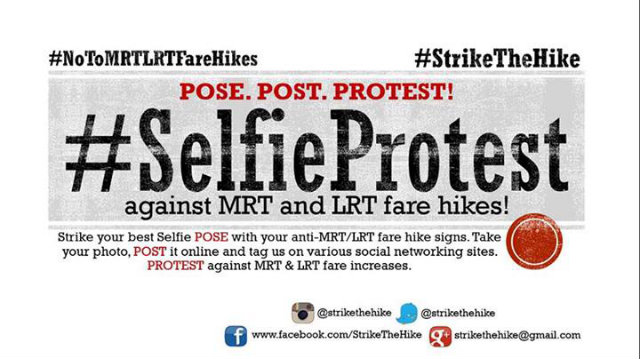 SELFIE PROTEST. Online campaign against the MRT & LRT price hikes
