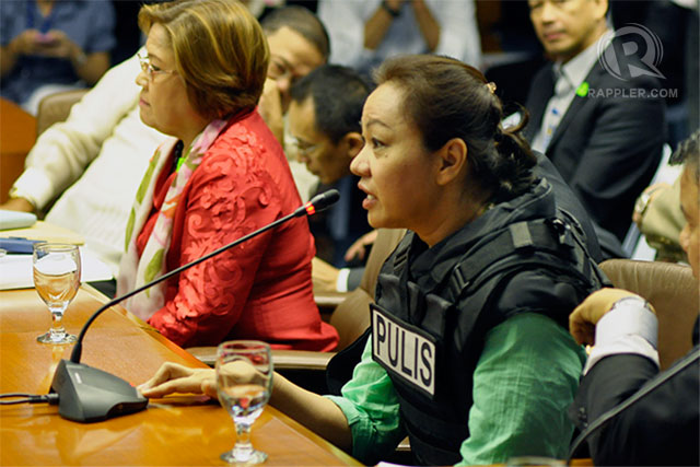 WHAT VOUCHERS? Janet Napoles denies at the November 7 Senate hearing that her company has vouchers for alleged kickbacks delivered to lawmakers. Photo by LeAnne Jazul/Rappler
