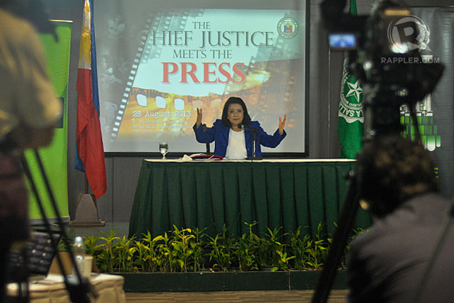 FILE AFFIDAVITS. Chief Justice Maria Lourdes Sereno urges the public to expose corrupt judges. Photo by LeANNE Jazul